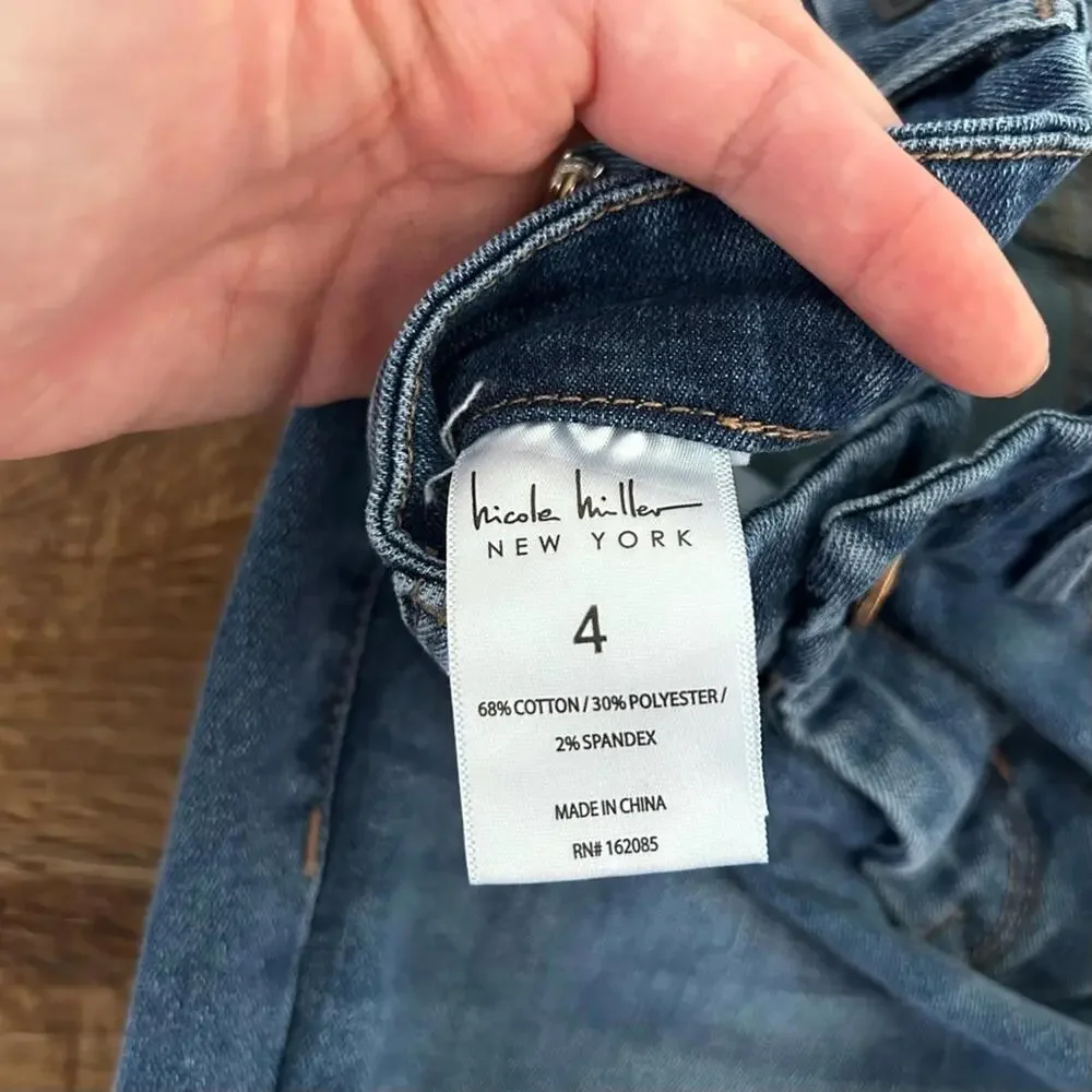 NICOLE MILLER High Rise Soho Slim Straight Cut off Jeans Washed Blue Sz 4 EUC - Picture 5 of 14